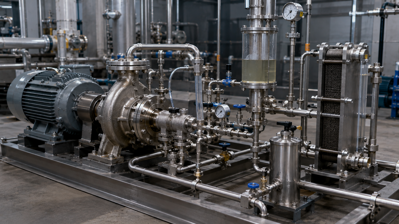 Mechanical seal support system with flushing cooling circulation and fluid control around a centrifugal pump